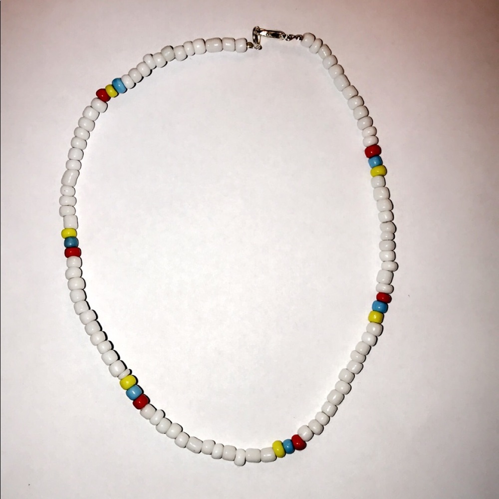 White, red, yellow, and blue beaded choker!!